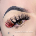 Red Glitter False Lashes Tiras de Flelle Lash Extensões